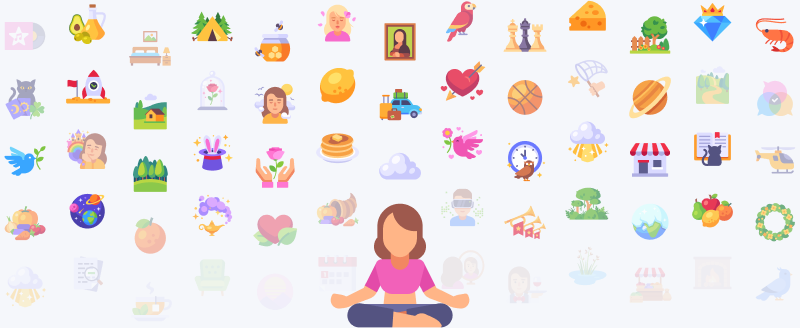 Une femme en position de yoga détendue apprend avec plaisir de nouveaux mots dans une langue étrangère.